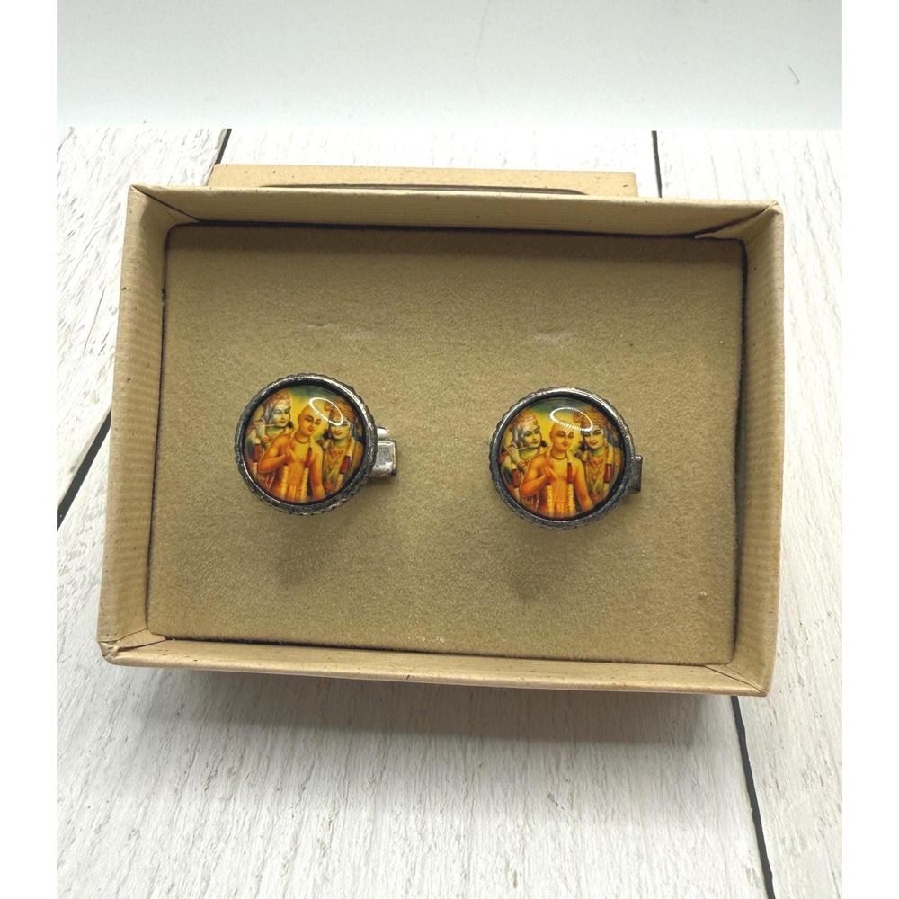 Vintage‎ 1997 Winky & Dutch Krishna Cufflinks Men's Gold Tone Accessories NIB